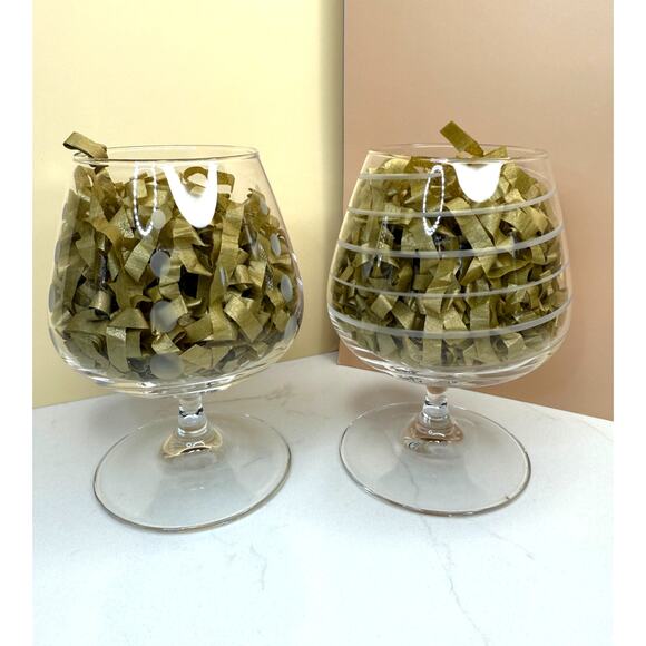 Mikasa CHEERS Collection Footed BRANDY Glasses Bubbles Swirls Lines - Picture 4 of 5